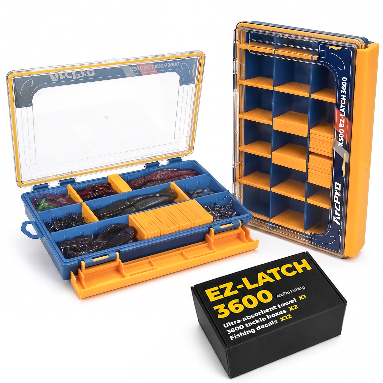 Arcpro 2 Pack 3600 Waterproof Fishing Tackle Box, Floating One-Hand La – ArcPro Fishing