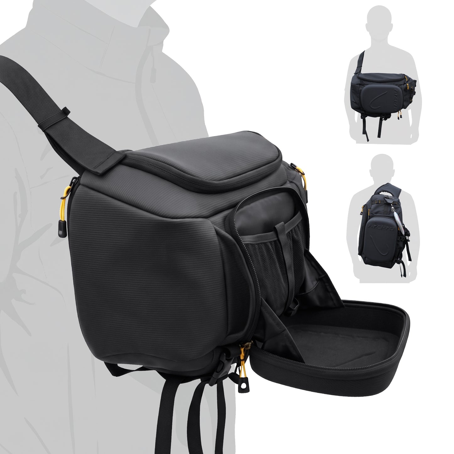 ARCPRO EVA Hardshell Fishing Sling Pack with Foldable Work Station