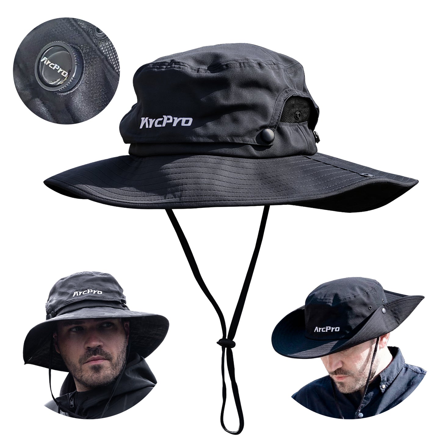 ARCPRO 2-in-1 Waterproof Fishing Hat with Removable Top, Breathable Sun Mesh Hat