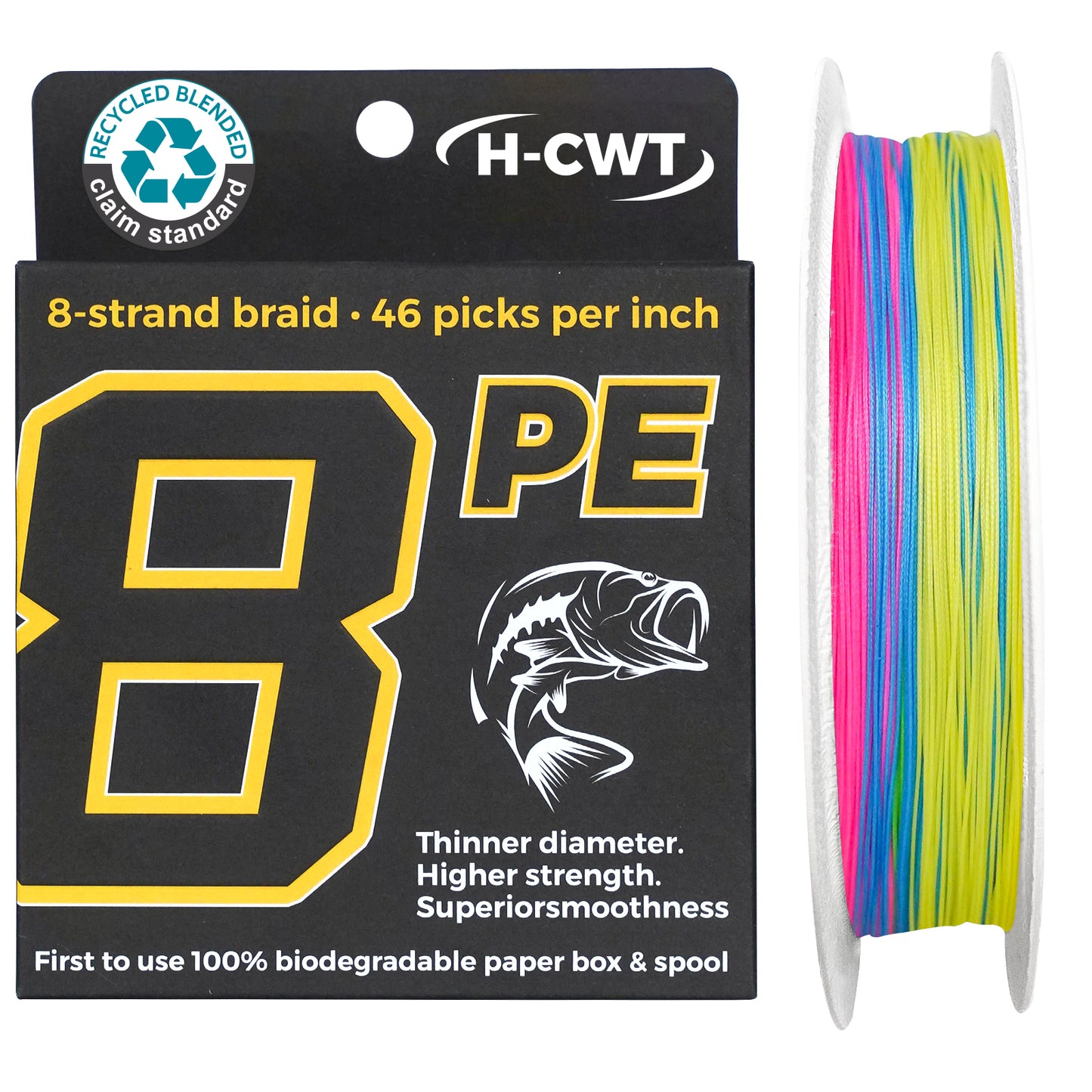 46-Strand High Density Braid Fishing-Braided Fishing Line with Recyclable Materials Spool