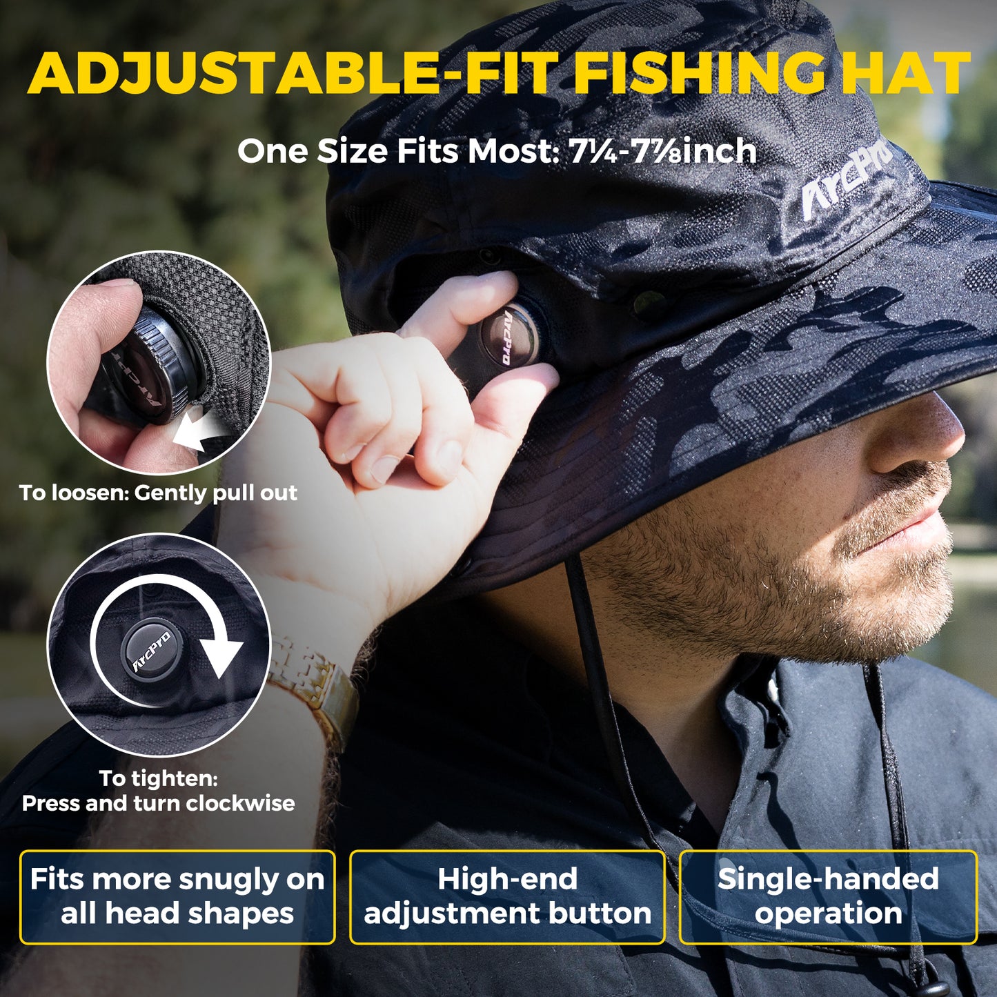 ARCPRO 2-in-1 Waterproof Fishing Hat with Removable Top, Breathable Sun Mesh Hat