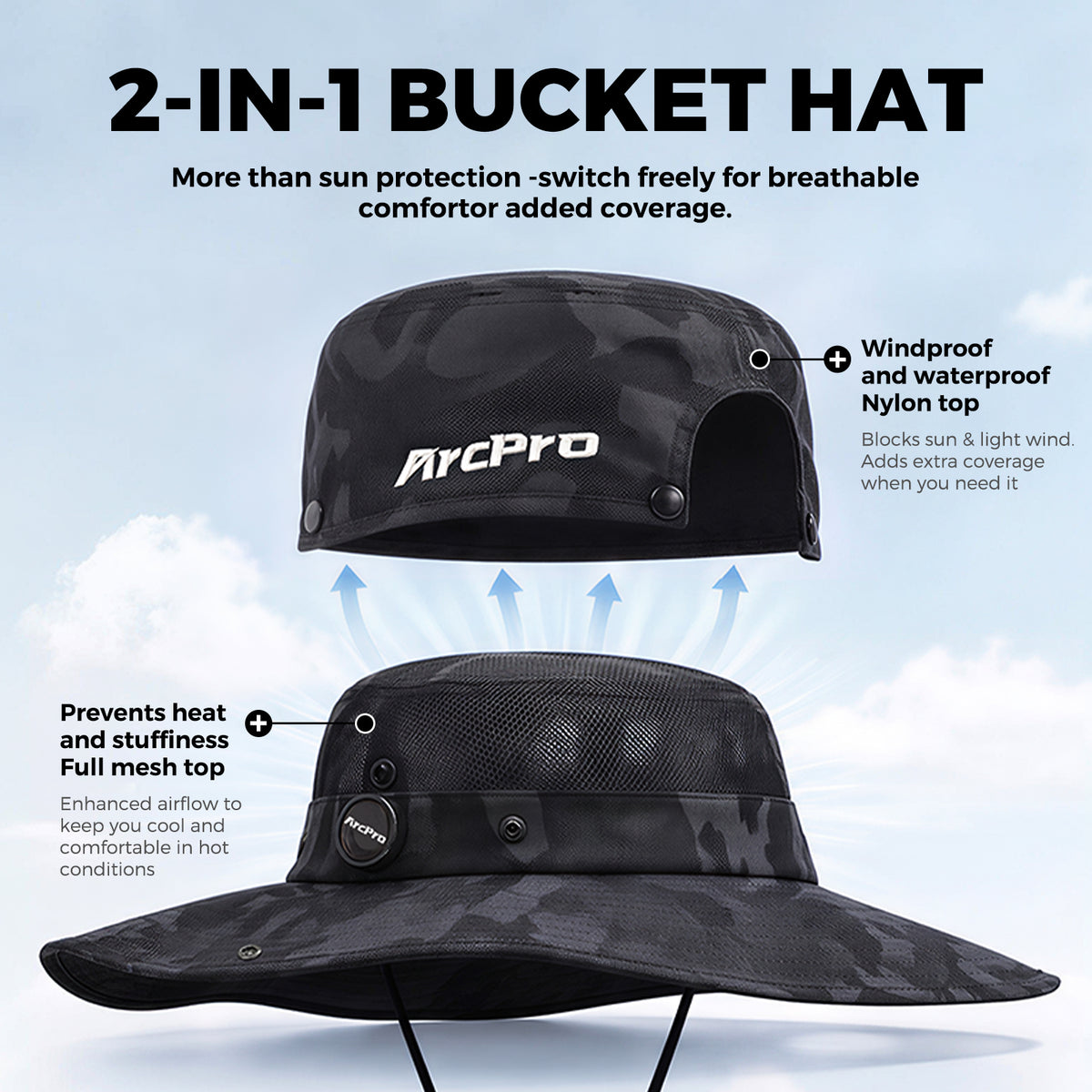 ArcPro 2-in-1 Waterproof Fishing Bucket Hat