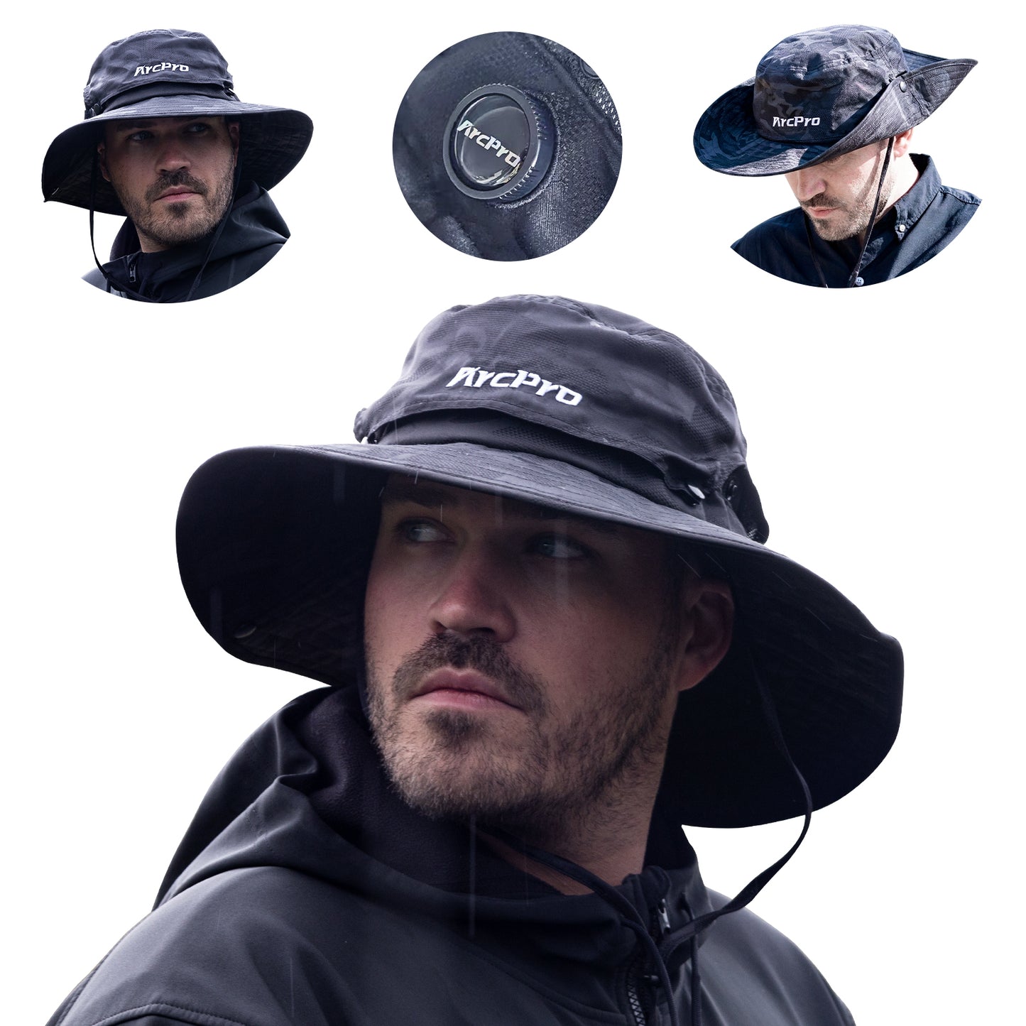 ARCPRO 2-in-1 Waterproof Fishing Hat with Removable Top, Breathable Sun Mesh Hat