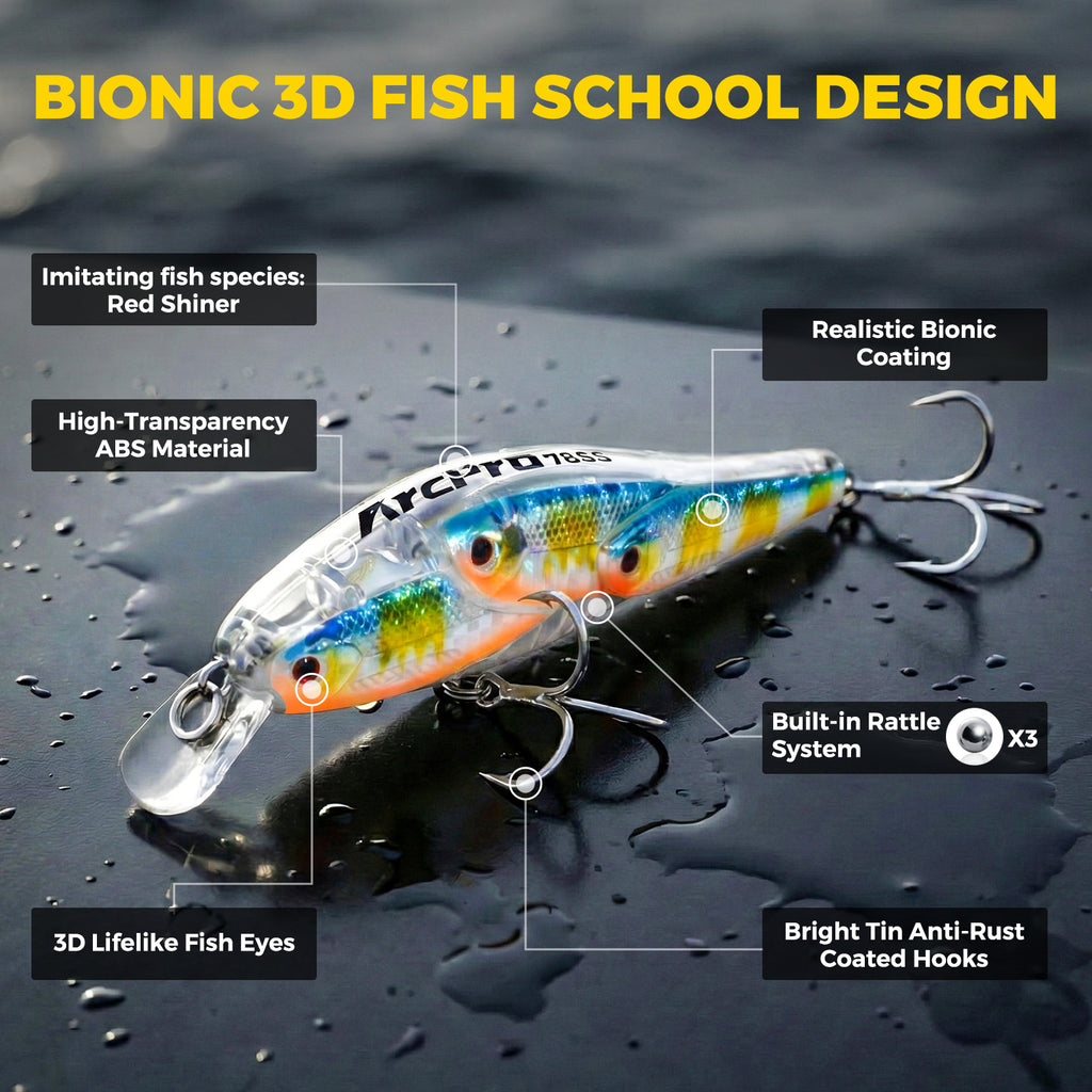 bionic forever fishing lure ArcPro Lures Minnow Fishing Jerkbait Hard Bait Size:050# 0150yd 13 Fishing Defy DEFSS7UL-2 Freshwater Lines