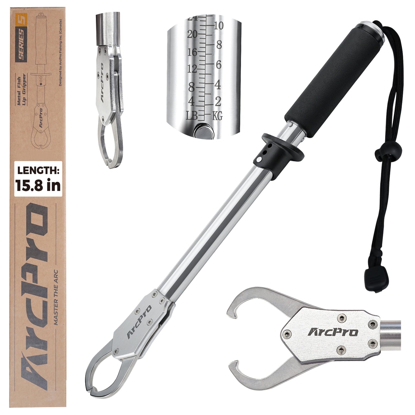 ArcPro 2-in-1 Fish Lip Gripper, Stainless Steel Fish Gripper with Scale