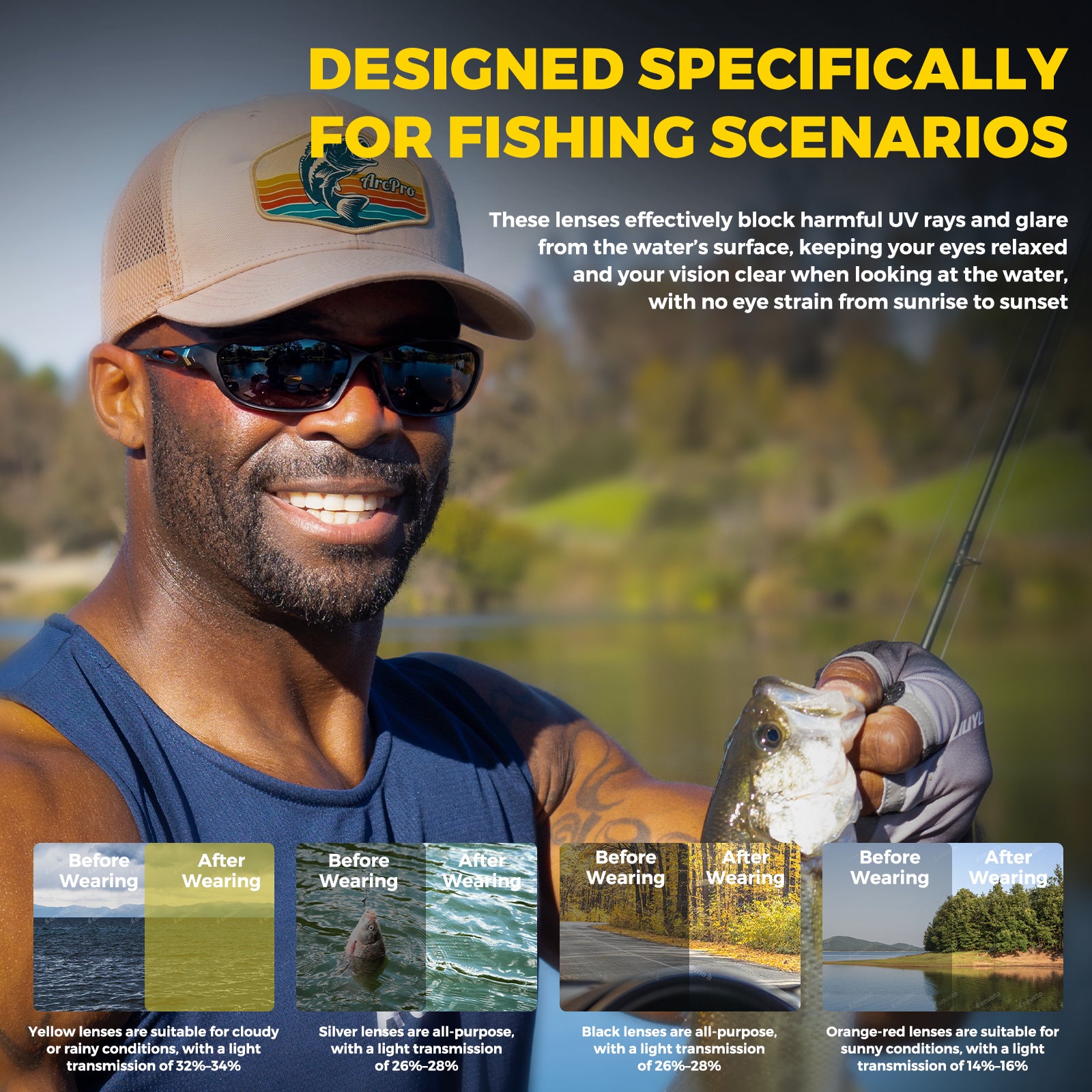 ARCPRO Adjustable Polarized Sports Sunglasses Fishing glasses