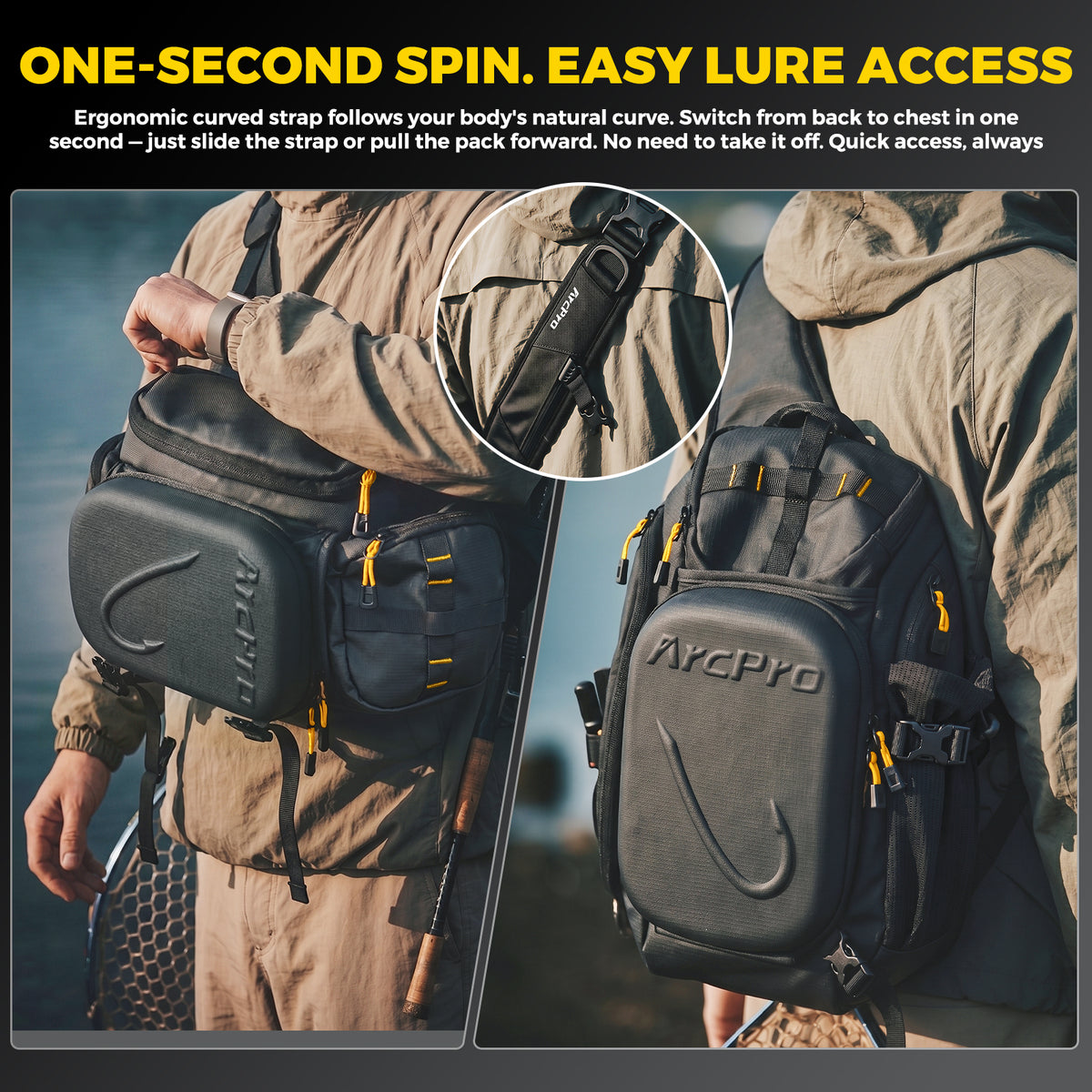 angler tackle bag switch ARCPRO EVA Hardshell Fishing Sling Pack with Foldable Work Station Other angler friendly details Size:29.7lb - 13.5kg | 0.23mm - 100mtr Man, what a day กิจกรรมพายเรือ