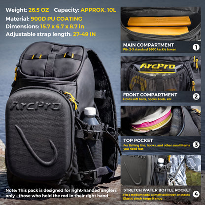 ARCPRO EVA Hardshell Fishing Sling Pack with Foldable Work Station