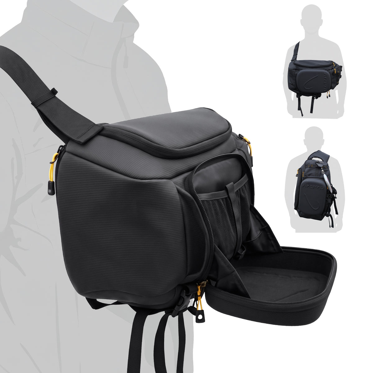 ArcPro EVA Hardshell Fishing Sling Pack with Fold-Down Work Station