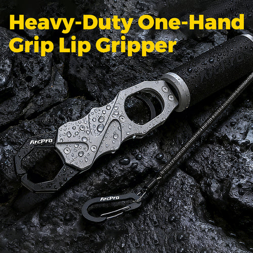 ArcPro 2-in-1 Fish Lip Gripper, One-Finger Operation, Aluminum Fish Gripper with Scale