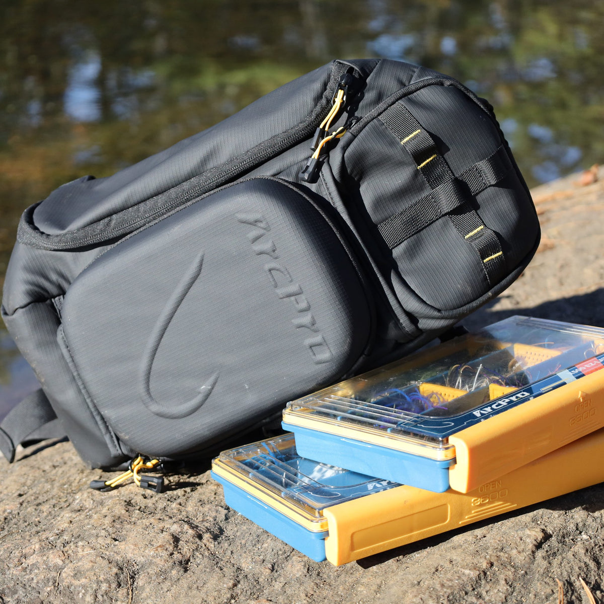 Close-up of the EVA hardshell front and the 3600 tackle boxes