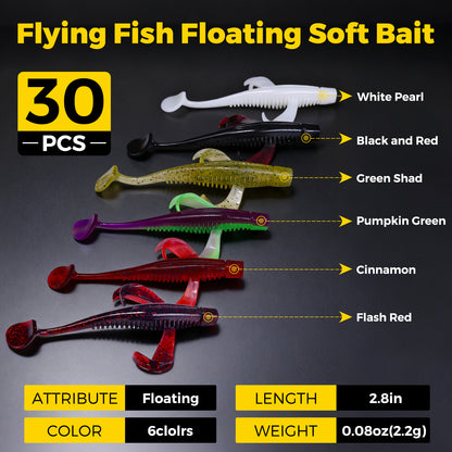 ArcPro Paddle Tail Swim Baits, 30Pcs TPE-Soft Plastic Baits