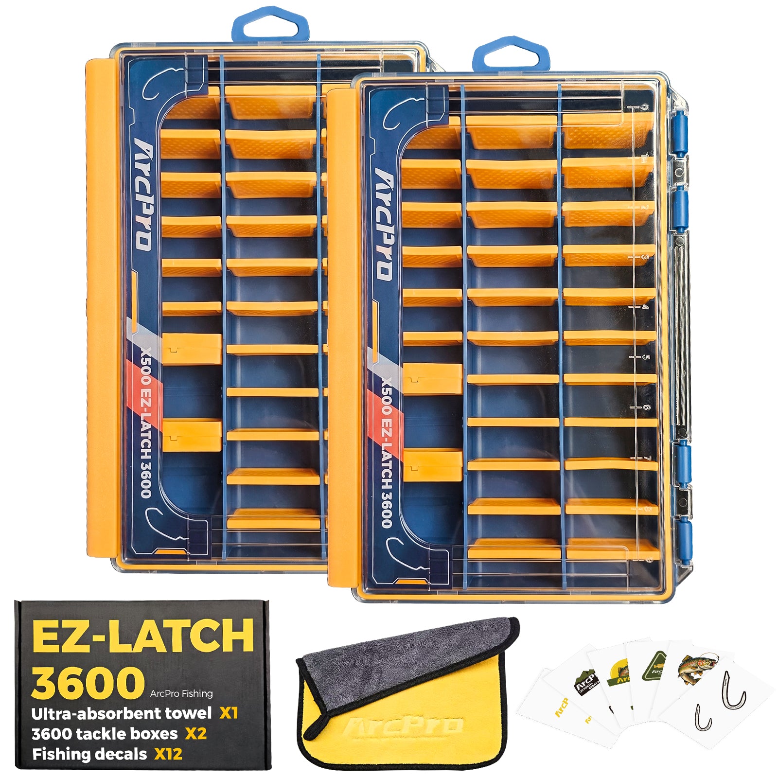 Arcpro 2 Pack 3600 Waterproof Fishing Tackle Box, Floating One-Hand La – ArcPro Fishing