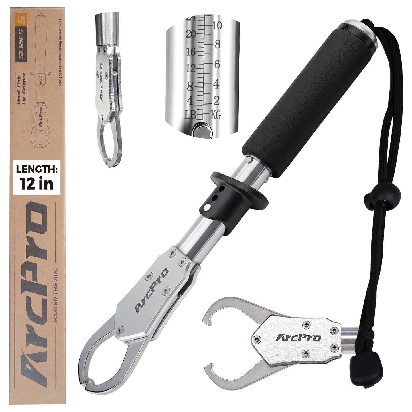 ArcPro 2-in-1 Fish Lip Gripper, Stainless Steel Fish Gripper with Scale